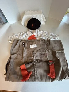 Maglione, camicetta, cappello berretto feltro, cravatta e giarrettiere vintage ragazza scout brownie - Foto 1 di 8
