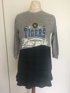 NEW GIRLS ZARA COLLEGE LEAGUE TIGERS NEW YORK PLAID DRESS SZ 8 - Picture 1 of 5