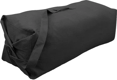 Black Heavyweight Cotton Canvas Deluxe Top Loader Gym Travel Duffle Bag - Image 1 of 4