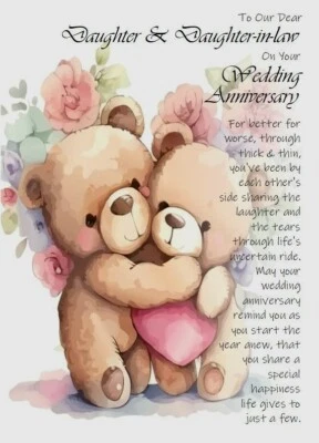 PICKTURE-THIS GREETING CARDS To OUR Darling Daughter & Daughter In Law On Your Anniversary A5 Card LGBT Love