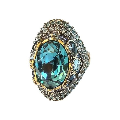Heidi Daus 蓝色 Shirli Statement 带水晶戒指 尺寸 11.5 — 第 1/4 张图片