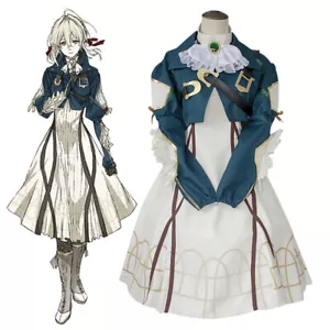 Set completo guanto vestito donna costume cosplay Anime Violet Evergarden party show - Foto 1 di 13