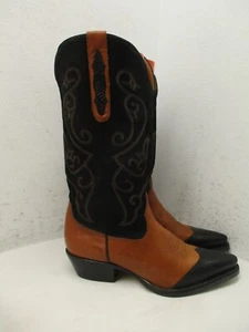 Nine West EVIE Brown Black Leather Cowboy Western Boots Cap Toe Womens Sz 7.5 M - Picture 1 of 12