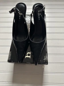 Hype Cindy Heels - Black Snake Skin Leather - Sz 8.5M - Picture 1 of 8