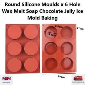 6 Cavity Silicone Round Soap Mould Homemade Wax Melt Cake Making Mold Craft - Picture 1 of 2