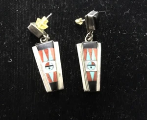 Raylan & Patty Edaakie Zuni Ohrhänger Sterlingsilber mehrere Steine-Inlay - Bild 1 von 8