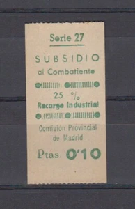 MADRID.  EDIFIL NO CATALOGADO  * .   10 CTS VERDE SUBSIDIO AL COMBATIENTE. - Picture 1 of 1