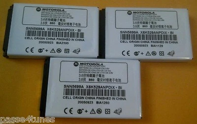 3X BATERÍA NUEVA MOTOROLA SN5699A PARA C353 T720 ROKR E1 V810 ENVÍO GRATUITO Foto 1 de 4