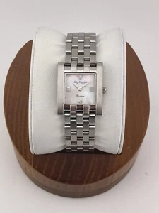Vtg Jules Jurgensen Ladies 23mm Watch Silver Tone MOP Dial Square SS 7759W- RUNS - Picture 1 of 19