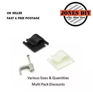 CABLE CLIPS FLAT PLASTIC NYLON ELECTRICAL WIRE GREY WHITE BLACK CABLE CLIP - Picture 1 of 8