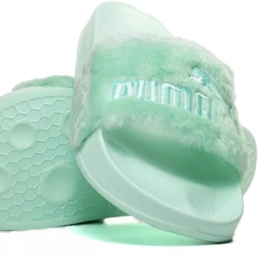 NUEVO Zapato Sandalia Puma x Rihanna Fenty Piel Toboganes Verde azulado para Mujer Reino Unido 11 EE. UU. 12 Y2K Raro Foto 1 de 4