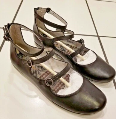 Correa de tobillo BareTraps Whitaker punta cerrada Mary Jane plana negra 6,5 M nueva en caja adorable Foto 1 de 4