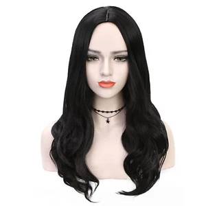 Shenlin D5 26" Peluca Sintética Negra Larga Cortina Flequillo Belleza Mujer Onda C Parte - Imagen 1 de 11