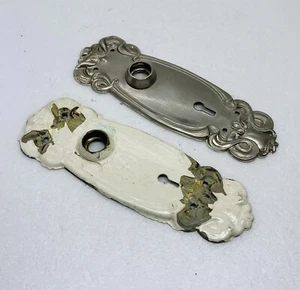 Antique 1930s San Francisco Victorian Estate Metal Door Knob Back Plate Set T1 - Picture 1 of 7