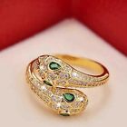2Ct Pear  Lab Created Emerald Diamond Two Snake Face Ring 14K Yellow Gold Plated