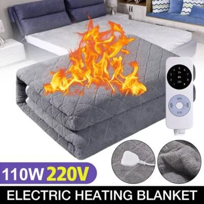 JIEAO Electric Heated Blanket 9Heating Small Double Blankets Overloading Timer Control