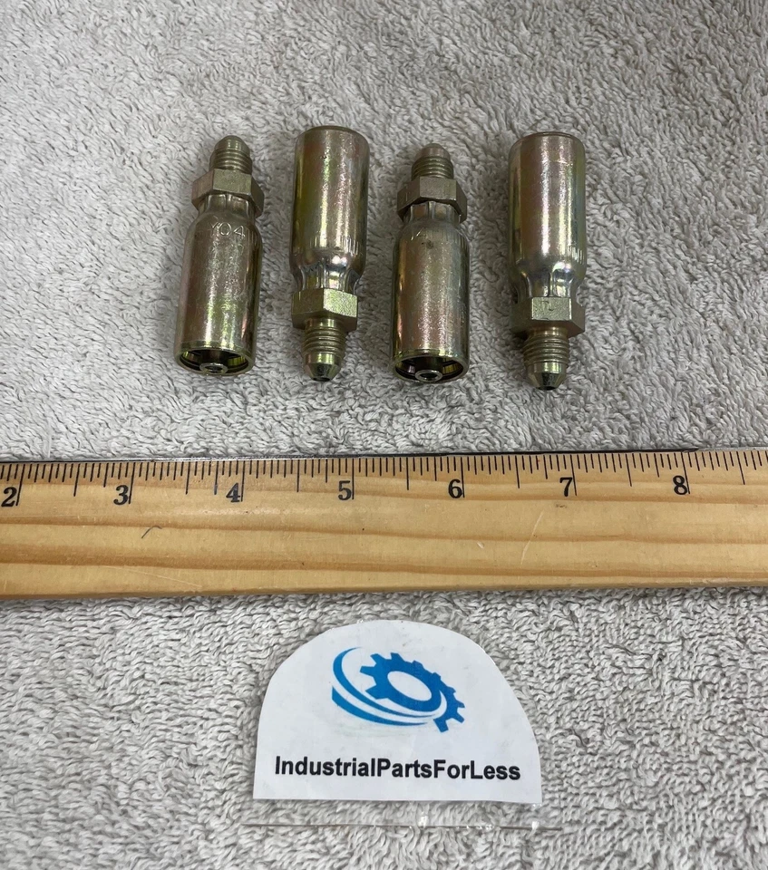 Lote de CUATRO (4) accesorios de manguera Parker #4 JIC a #4 manguera 103HY-4-4 Foto 1 de 1