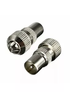 2 x CONECTORES COAXIALES AÉREOS TV MACHO ENCHUFE COAXIAL CABLE DE METAL NUEVA CONEXIÓN - Imagen 1 de 1