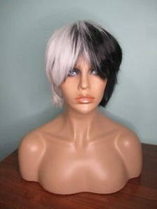 5" schwarz und weiß hochdichte dicke Shag COSPLAY Perücke MONOKUMA CRUELLA - Bild 1 von 11