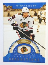 2022-23 Patrick Kane Upper Deck Trilogy Generations #TG-7B Blue Serial 073/299