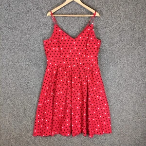 City Chic Womens Dress Plus Size S Small Red Hearts Fit Flare Stretch - Picture 1 of 13