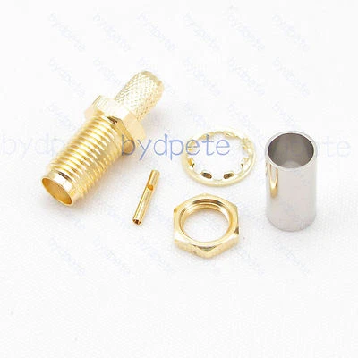 SMA female jack RF Connector female pin crimp for RG58 RG142 RG400 LMR195 cable - Image 1 of 4
