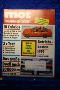MOT 11/79 Saab 99 Turbo Peugeot 604 Ti Audi 80 BMW 316 Datsun Cherry - Foto 1 di 1