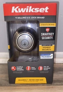Kwikset Single Cylinder Deadbolt w/ SmartKey Security, Satin Nickel - 99800-123 - Picture 1 of 9