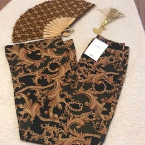 NWT Zara Chain Filigree Wide Leg Pants Olive Green Gold Black Semisheer Size S - Bild 1 von 7