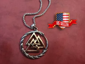 Thor hammer Vikings Dragon Stainless necklace Nordic Pendant Triangle Jewelry - Picture 1 of 6