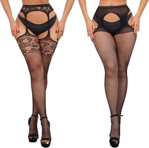 2 Paia Collant a Rete Calze Autoreggenti Sexy per Donna, Lingerie Donna Sexy Cal - Foto 1 di 12