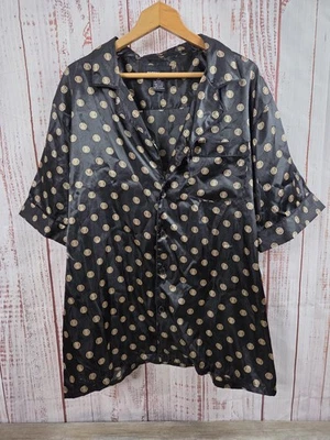 Camisa Robert Louis Para Hombres XL Negra Dorada Mezcla Seda Pijama Salón Top Botón Delantero Foto 1 de 4