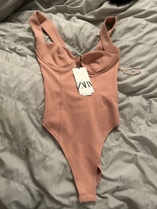 BNWT Zara Pink/blush bodysuit size Small - Picture 1 of 3