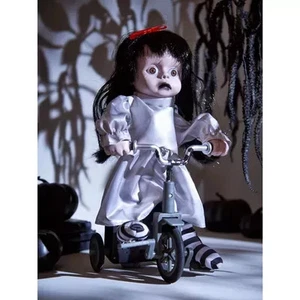 Spooky Halloween Animated Haunted Creepy Girl On Tricycle - Picture 1 of 7