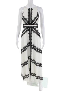 Aidan Aidan Mattox Damen Neckholder Kontrast Spitze Maxikleid weiß Größe 4 - Bild 1 von 7