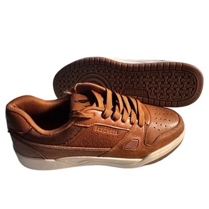 Skechers Herren Leder Turnschuhe Größe 9 Koopa Braun Luftgekühlt Memory Foam - Bild 1 von 8