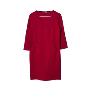 Boden Rojo Bronce Otomana Manga 3/4 Cuello en V Vestido Mujer 10 Costillas Clásico Cápsula - Imagen 1 de 10
