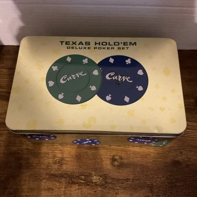 Curve Texas Hold’em Deluxe Poker Set in Collector Tin w/ Gaming Mat – Pre-Owned - Image 1 of 4