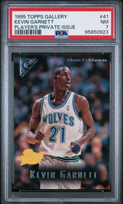1995 TOPPS GALLERY PLAYER'S PRIVATE ISSUE #41 KEVIN GARNETT ROOKIE RC PSA 7 - Image 1 of 2