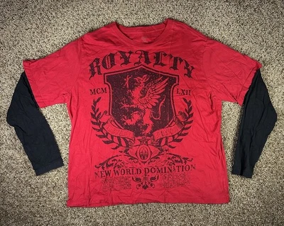 Винтажная готическая гранжевая многослойная рубашка с длинным рукавом размер 2XL мешковатая фигуристка  - Изображение 1 из 4