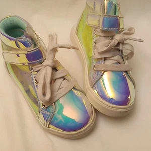 Wonder Nation Girls Size 9 Transparent, Iridescent, Rainbow High Tops, Sneakers - Picture 1 of 7