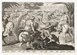 Ramo caza avestruz caza Stradanus Venationes Ferarum grabado en cobre 1578 - Imagen 1 de 1