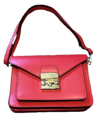 Luana Ferracuti 系列斜挎包皮革包红色意大利制造罕见! 全新带标签 — 第 1/4 张图片