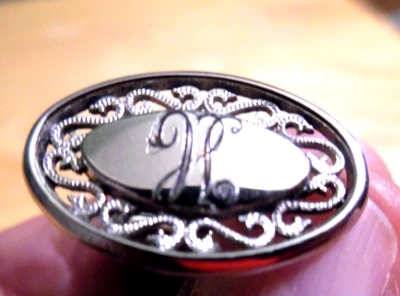 ANSON STERLING SILVER MONAGRAMMED H CUFF LINKS FILIGRIE EDGE EX CD - Image 1 of 2