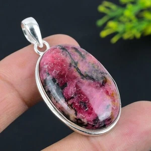 Rhodonite Gemstone Handmade 925 Sterling Silver Jewelry Pendant 1.97" b073 - Picture 1 of 6