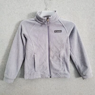 Columbia Niñas Sudadera Pequeña Gris Cremallera Completa Manga Larga Cuello Simulado Vellón Foto 1 de 4