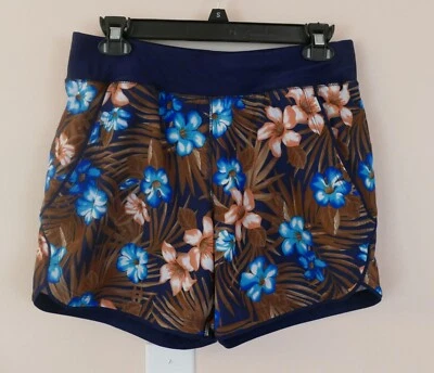 Pantalones cortos de natación Lands' End para mujer 6 azul marino marrón estampado floral secado rápido Foto 1 de 3
