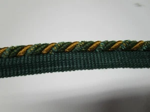 6 yards CORD W/ LIP 3/8" - GOLD/FOREST-GREEN -Upholstery Fabric Chair Trim WIN17 - Picture 1 of 6