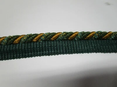 CORD DE 6 yardas con labio 3/8" - dorado/verde bosque - tapicería tela silla adorno WIN17 Foto 1 de 4