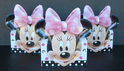 INSPIRADO 24 piezas Disney Minnie Mouse Fiesta de Cumpleaños Favor Tablero Duro Goodie Regalo 3D Foto 1 de 4